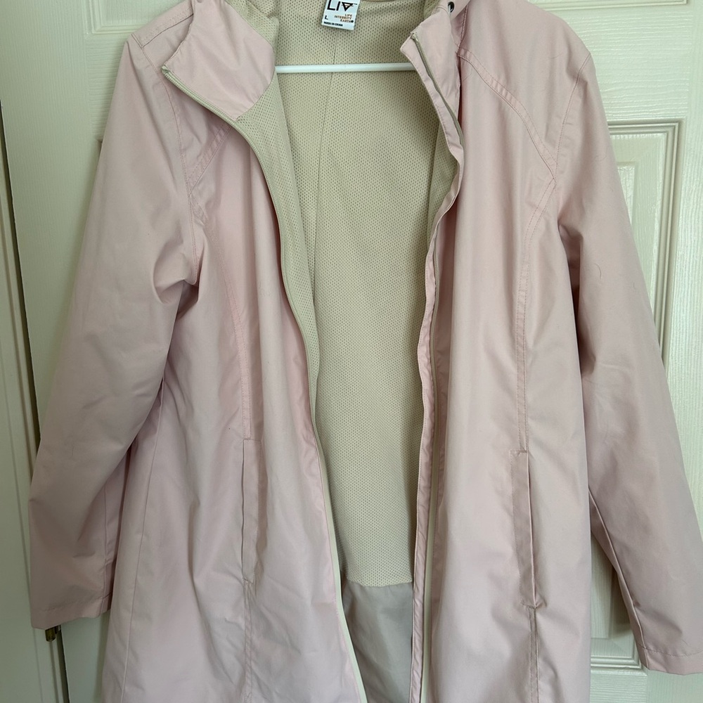 Women's Pink Rain Jacket with Hood